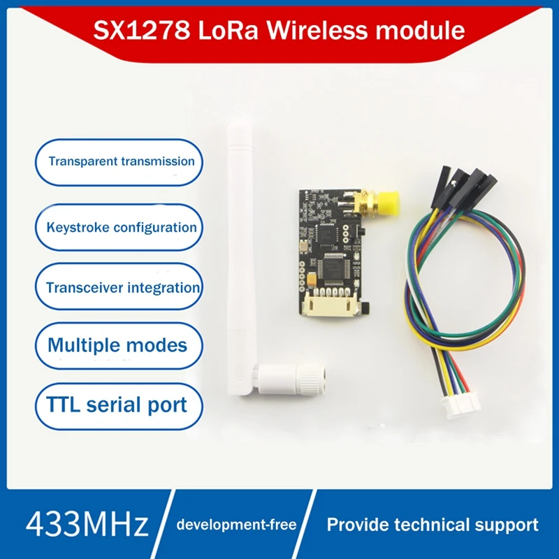 Módulo sem fio SX1278 433M Lora Módulo de transmissão e recepção de porta serial UART