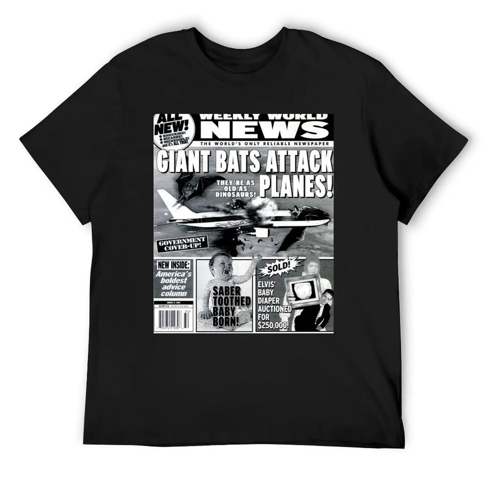 Giant bats attack planes saber toothed baby diaper auctioned king rock and roll ghost hunters ufo Bigfoot aliens bizarre T-Shirt