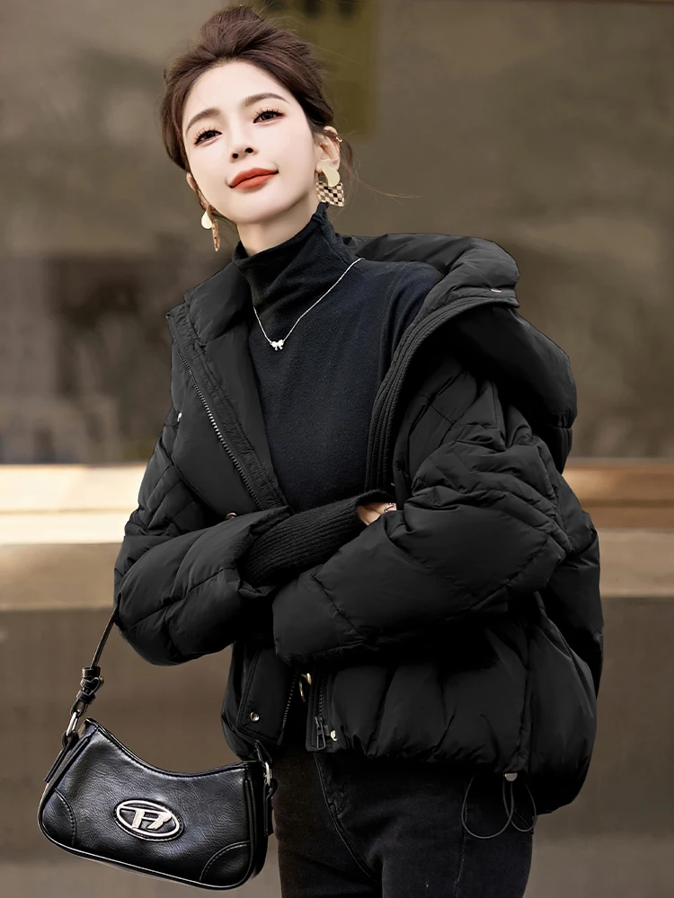 

Women Down Coats Long Sleeve New Soft Solid Lightweight Bread Down Jacket Female Warm Coat Lapel Outerwear Winter 2024 T14