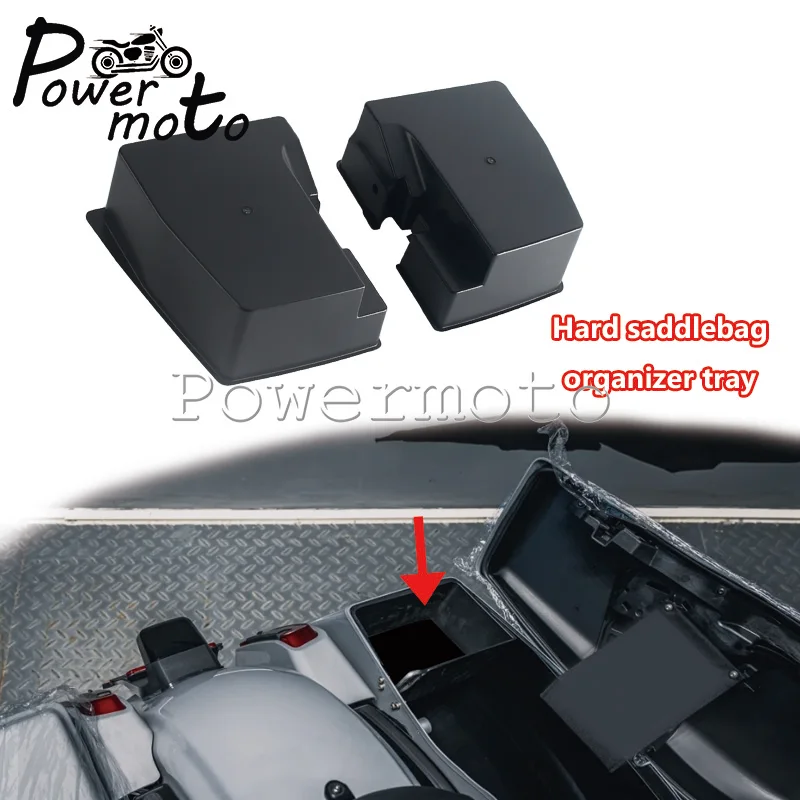 For 2023-2025 Harley CVO Street Road Glide FLHX FLTRX FLHXU Black Plastic Left And Right Hard Saddlebag Organizer Tray Pair