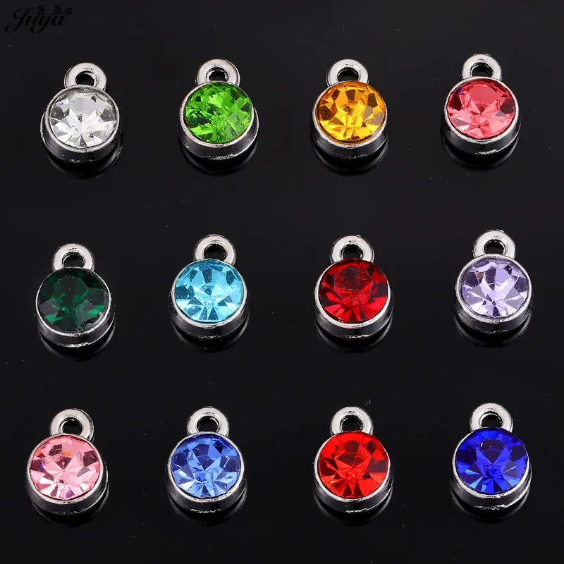 JUYA 30pcs/lot Crystal Birthstone Charms DIY Jewelry Making For Earrings Bracelet Anklet Making Keychain Necklace Pendant Crafts