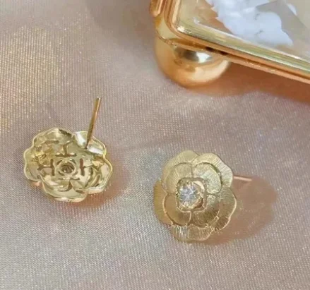 Boucles d'oreilles en or 18 carats avec de vrais diamants pour femmes, bijoux en or FNE, boucles d'oreilles à clous Gfower, cadeaux pour femmes, guirxiété de fiançailles