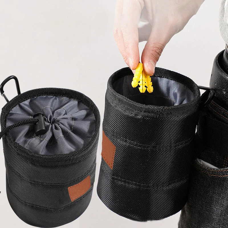 Многофункциональная сумка для хранения винтов и гвоздей — прочная черная поясная сумка для инструментов, утолщенный износостойкий органайзер для домашнего ремонта