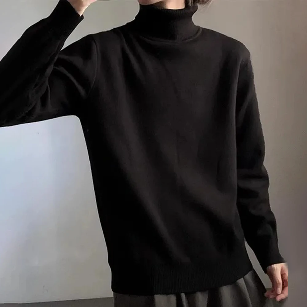 Mens Sweater Solid Color Slim Fit Casual Knit Sweater Genderless Streetwear Fashion Daily Campus Couple Long Sleeve Tops Unisex