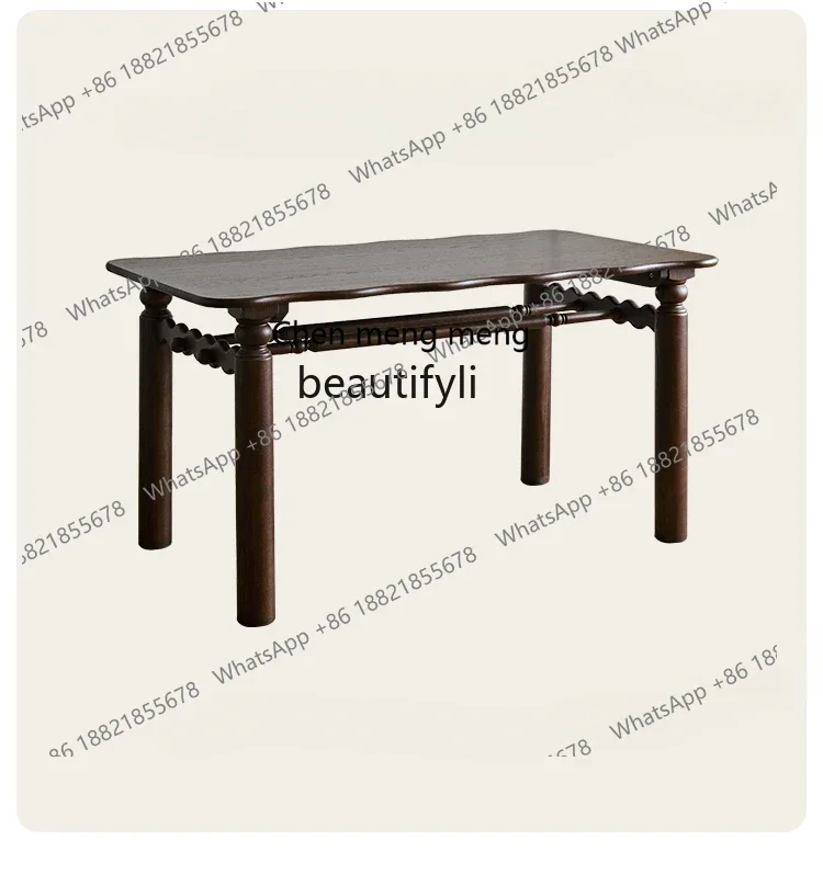 French retro dining table small apartment household all solid wood small square table medium antique large board desk