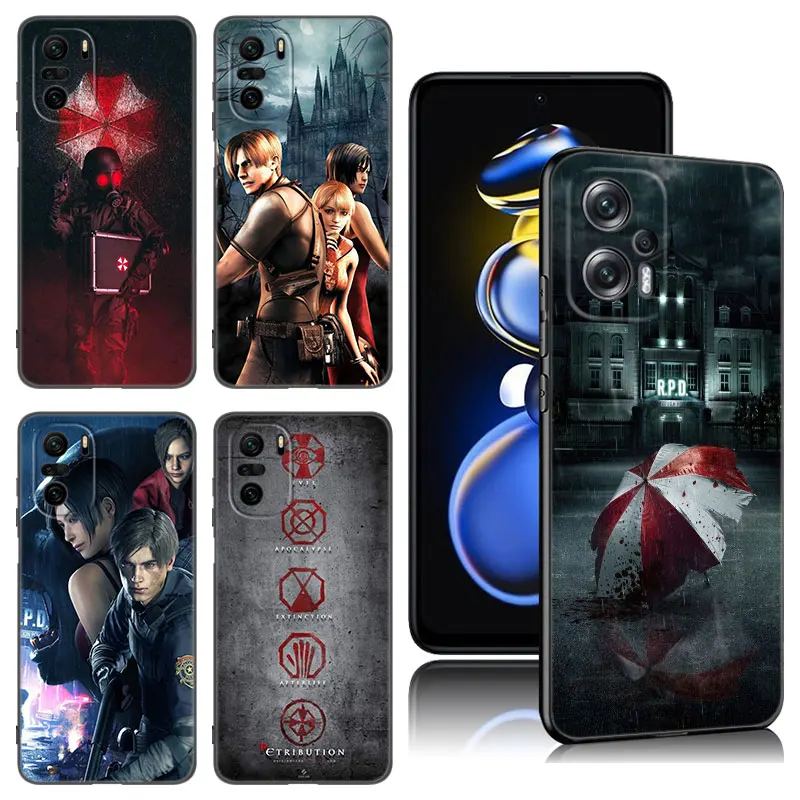 Game R-Resident E-Evil Black Silicone Phone Case For Xiaomi POCO X3 X4 NFC F5 M3 M4 M6 X5 X6 Pro F3 F4 GT 5G C55 C65 M5