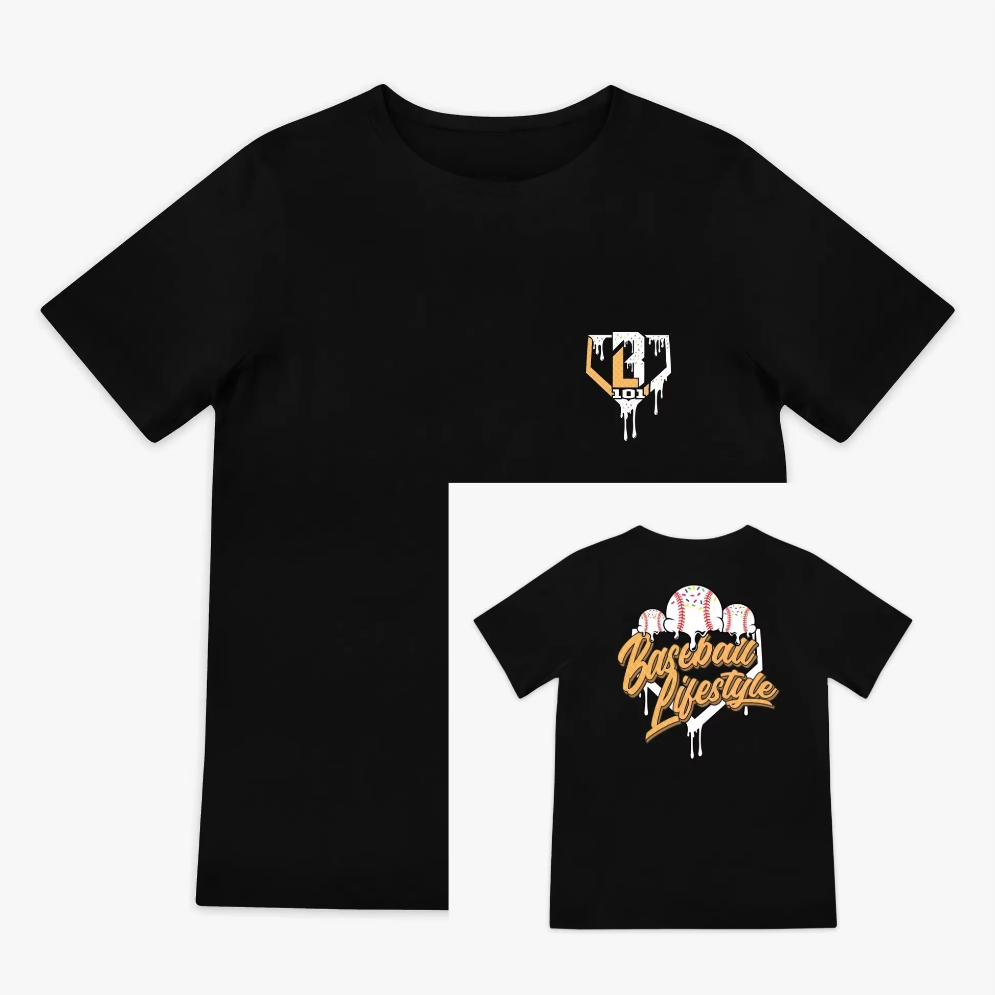 

New Fashion Summer Boys Adult Baseball Printed Children's Tshirt Breathable Sweat Absorbing Backstop Youth Kid Oversized t-shirt