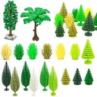MOC Plants Accessories Bricks 3471 2435 6064 3778 City House Trees Pine Prickly Bush Green Grass Military Building Bricks Toys