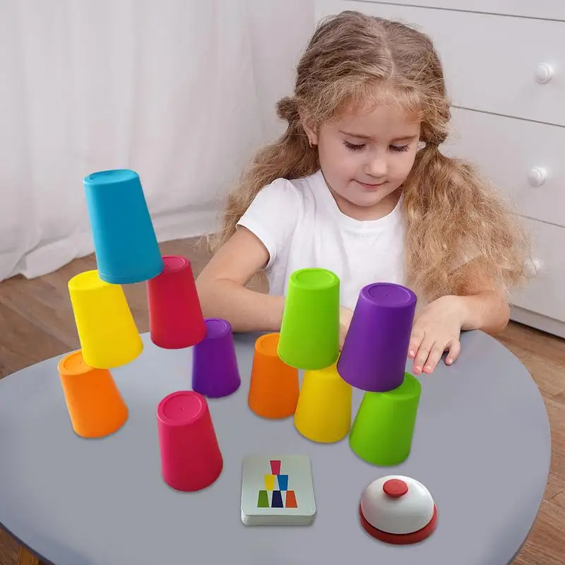 Cup Stacking Game Educational Funny Stacking Nesting Cups Quick Cups Games Portable Learning Toys For Fine Motor Skills Hand-Eye