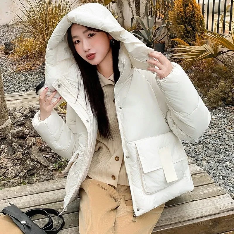 

2025 New Korean Puffy Parkas Women Down Coat Female Hooded Outwear Thicken Cotton Padded Jacket Casual Winter Jacket