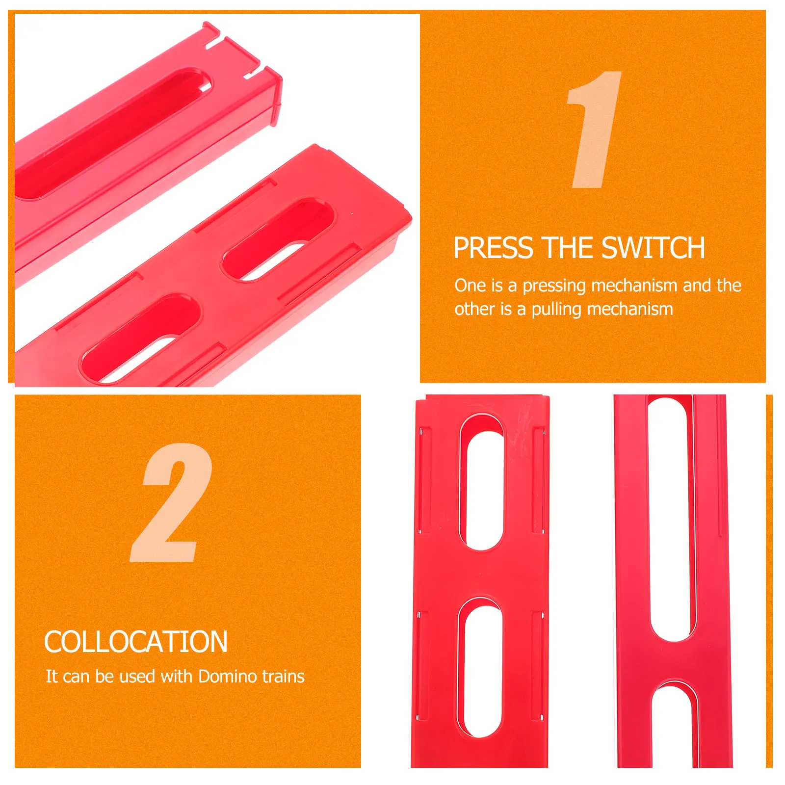 Set di 2 accessori per l'estensione del treno Domino, clip in plastica compatta e brillante per bambini, set di blocchi di costruzione per l'apprendimento del gioco fai da te