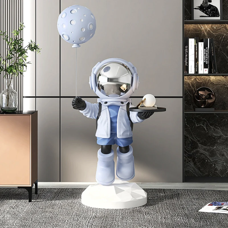 Astronaut Art Statue for Living Room, Nordic Sculpture, Home Accessories with Tray, Wireless Bluetooth Speaker, Floor Decoration