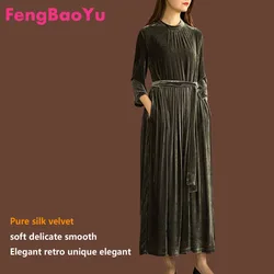 Fengbaoyu-Ladies Retro Round-Collar Dress, Hepburn Black Long Skirt, Ladies,high-end Dress Autumn, Spring, Plus-size,Hepburn