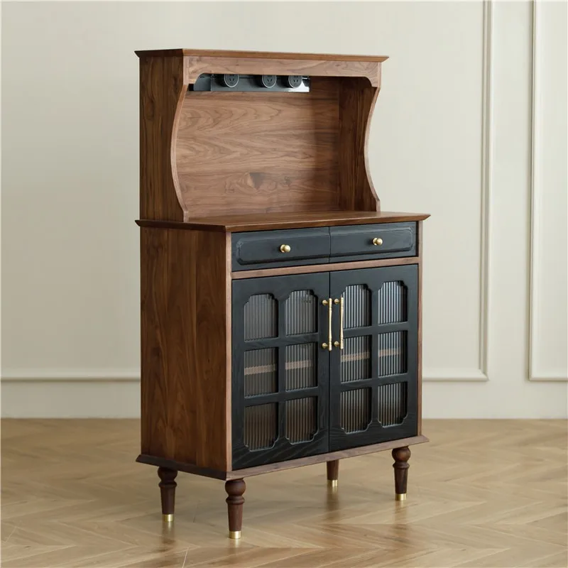 

North American black walnut retro side wine cabinet integrated bar cabinet black American locker Chinese antique furniture