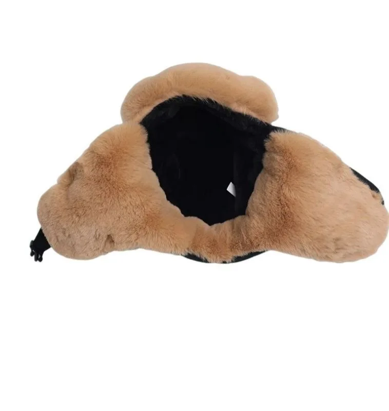 Men's Winter Ushanka Hat with Red Star Patch, Faux Fur Lined Earflap Hat, Windproof and Cold-Resistant Outdoor Ski Warm Hat