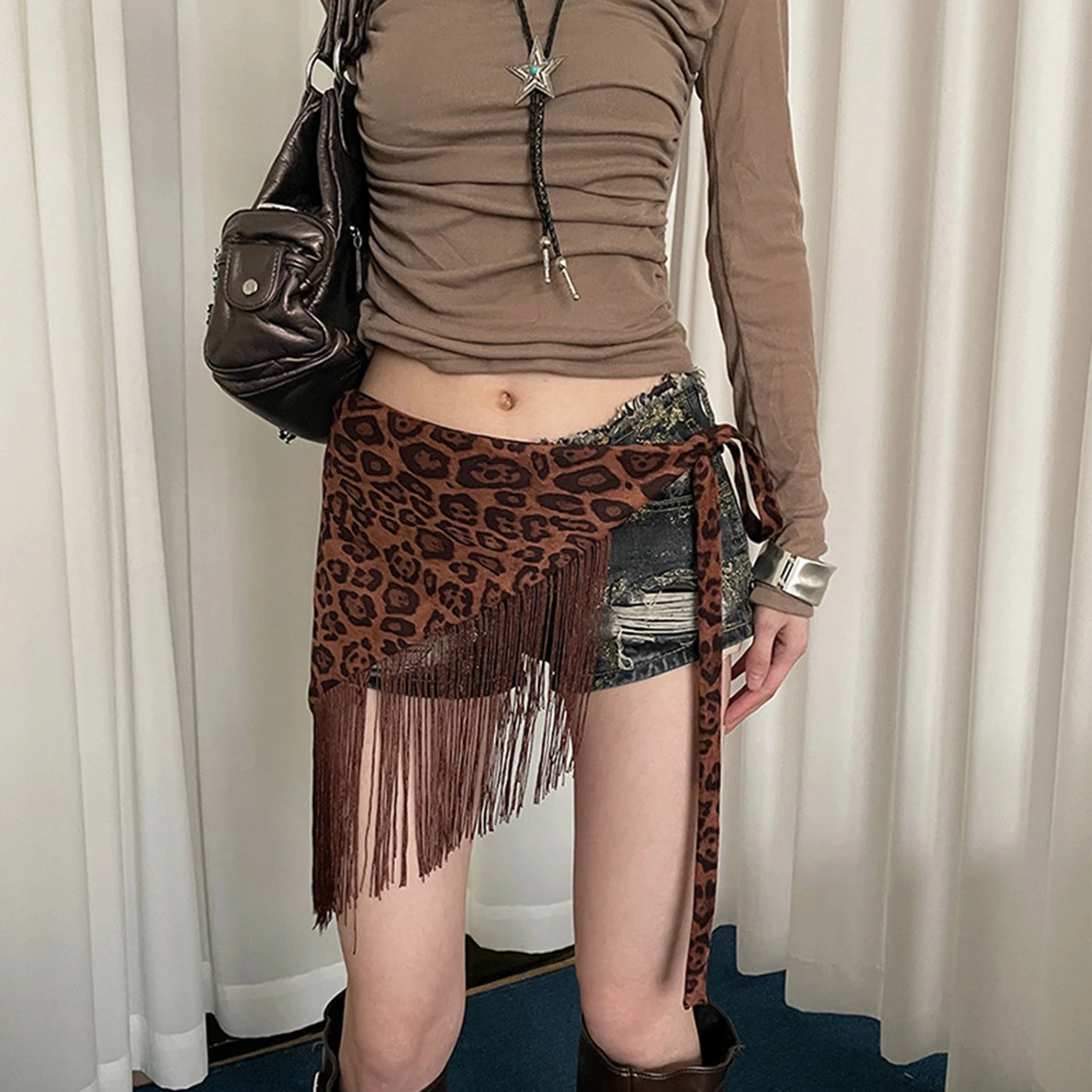 ربطة عنق وشاح مثلثة عرقية بوهيمية جديدة على الطراز الصيني، غطاء خصر مزخرف للسيدات، ستارة ضرطة للفتيات الساخنة