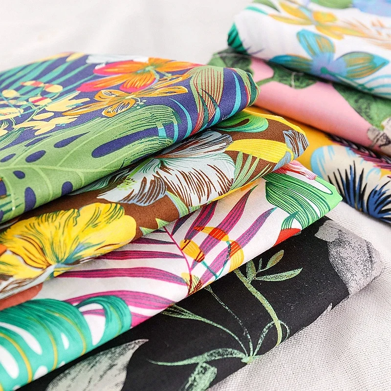 Hawaiian Printed Floral Flower Cotton Poplin Fabric Summer Men's Beach Pants Fabric TJ1388 Floral Floral