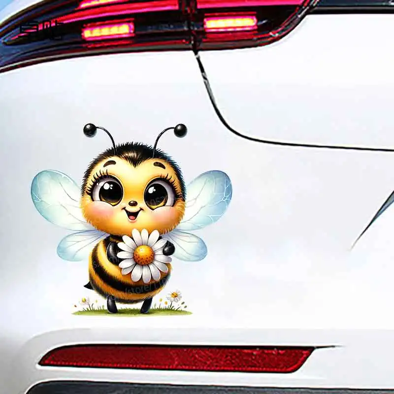 Cute Bee Car Stickers Waterproof Decals for Rear Window Bumper Children's Room Door & Window Decor HE117 3