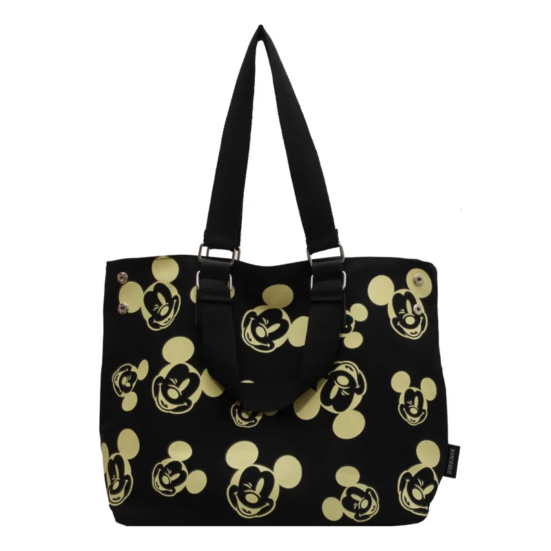 MINISO Disney Serie Cartoon Canvas Women\'s Bag Large Capacity Shoulder Cute Mickey Student Commuter Large Printed Casual Handbag