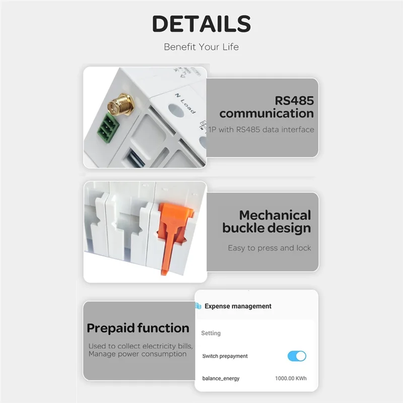 

VEHO-Tuya Smart Wi-Fi RS485 3P + N MCB выключатель предоплаченный счетчик таймер переключатель защита от напряжения и тока голосовое управление 63A регулируемый Du