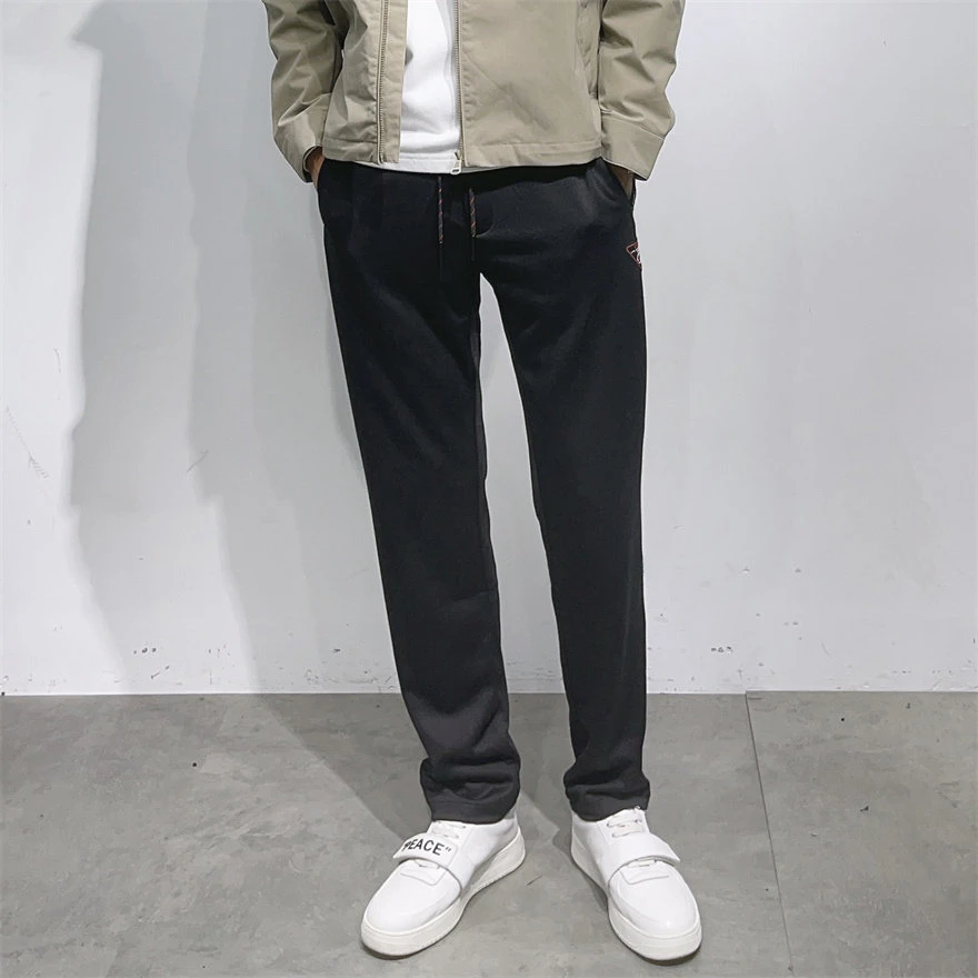 

DOLCA HOMME Men's Casual Pants Belted Straight Leg Elastic Waist Anti-Wrinkle mid Stretch Bla High End Spring Leisure Trousers