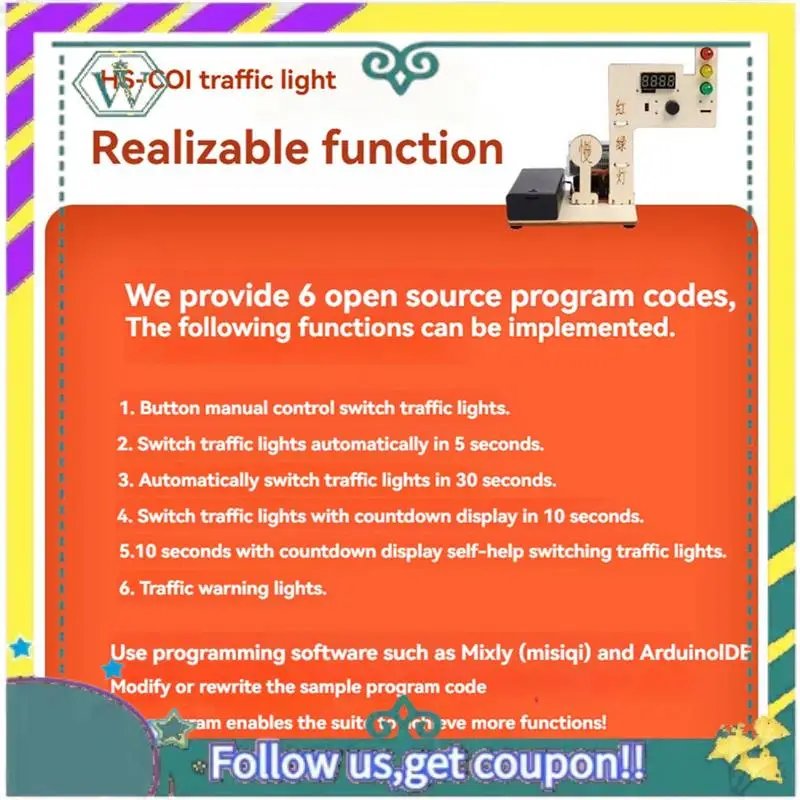 NEUES DIY-Verkehrssignallicht-Kit, intelligentes Programmier-Kit mit U+-Programmkarte, kompatibel mit Arduino Mixly
