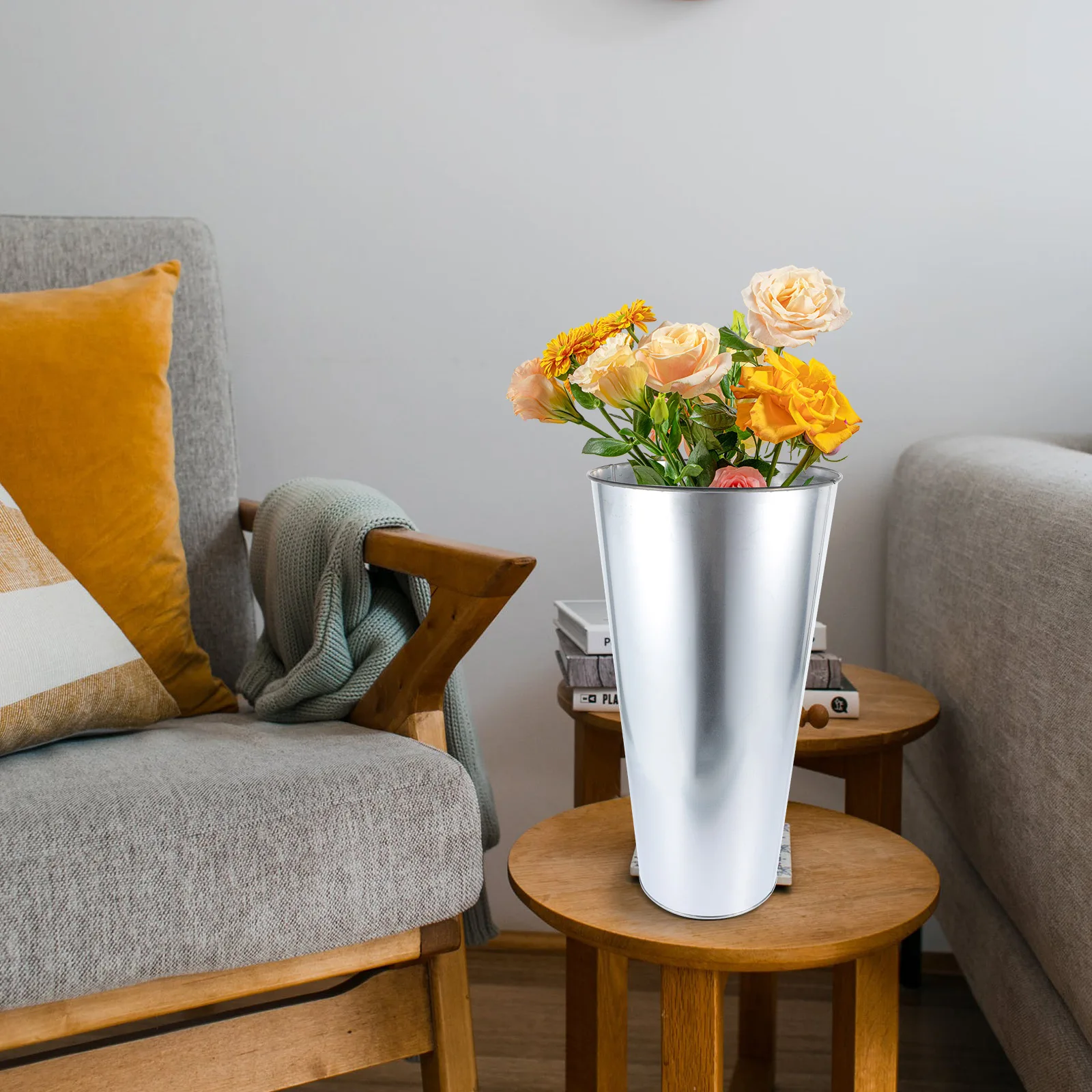 الحديد الفن زهرة دلو الزخرفية أسلوب بسيط ترتيب الأزهار الحاويات حامل زهور للمنزل مكتب شرفة سطح المكتب زهرية #5