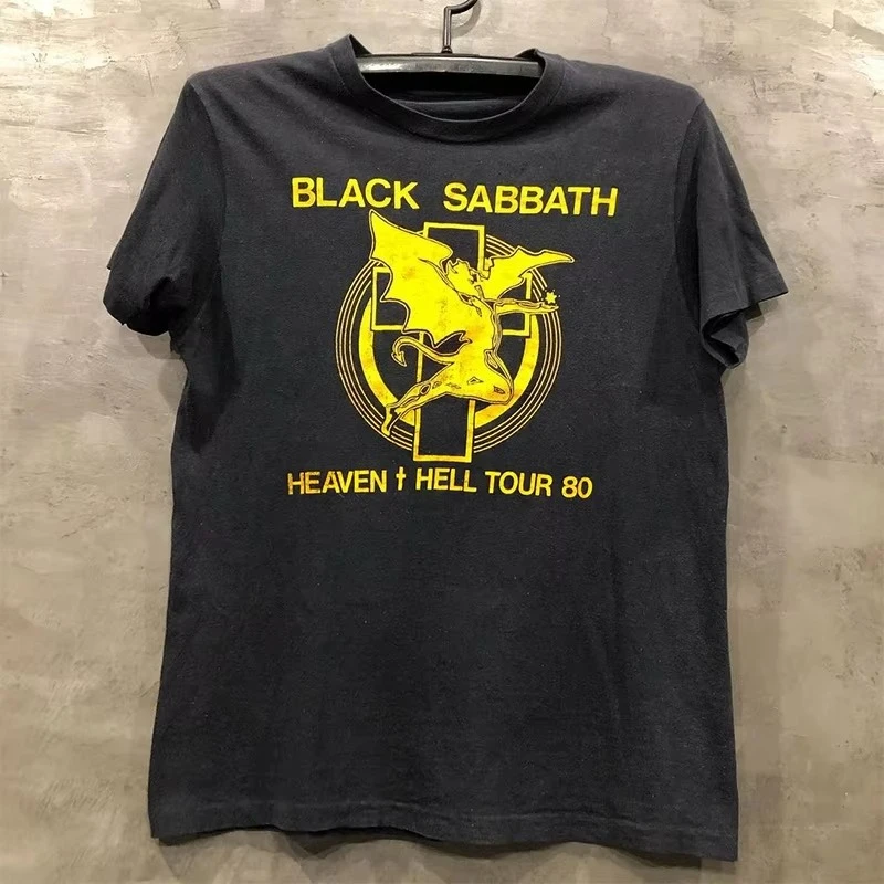 

25 Summer New American Men's T-shirt Black Sabbath Black Sabbath Rock Short-sleeved Retro Men's and Women's T-shirt Street Wear