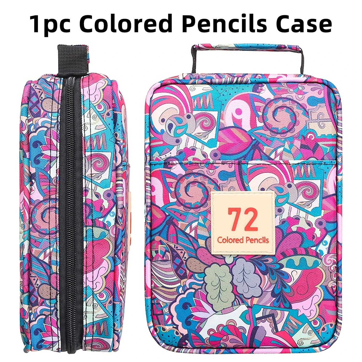 1pc Gekleurde Etui 50/72/120 Slots, Grote Capaciteit Pen Etui, Gel Pennen Organizer Rits Draagbaar Geschikt