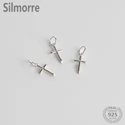 1PC 925 Sterling Silver Cross Charm Pendant for DIY Fine Jewelry Finding