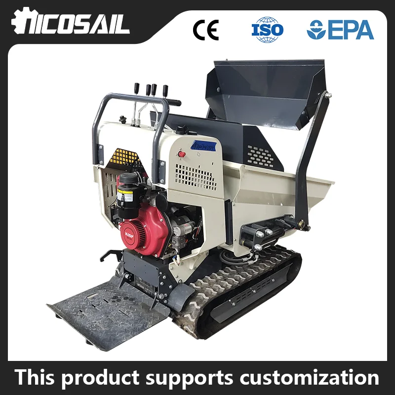 EPA hydraulic high-end small crawler-type tipper with rubber self-loading, on-site garden crawler-type mini tipper