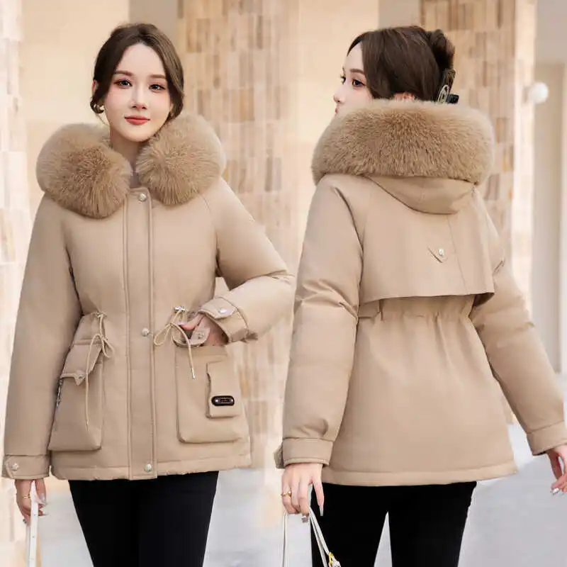 

Женская водонепроницаемая парка осенняя с воротником, легкая стеганая, в корейском стиле, с эффектом пуховика, толстая, с отстегивающимися рукавами, с длинными рукавами, молодежная