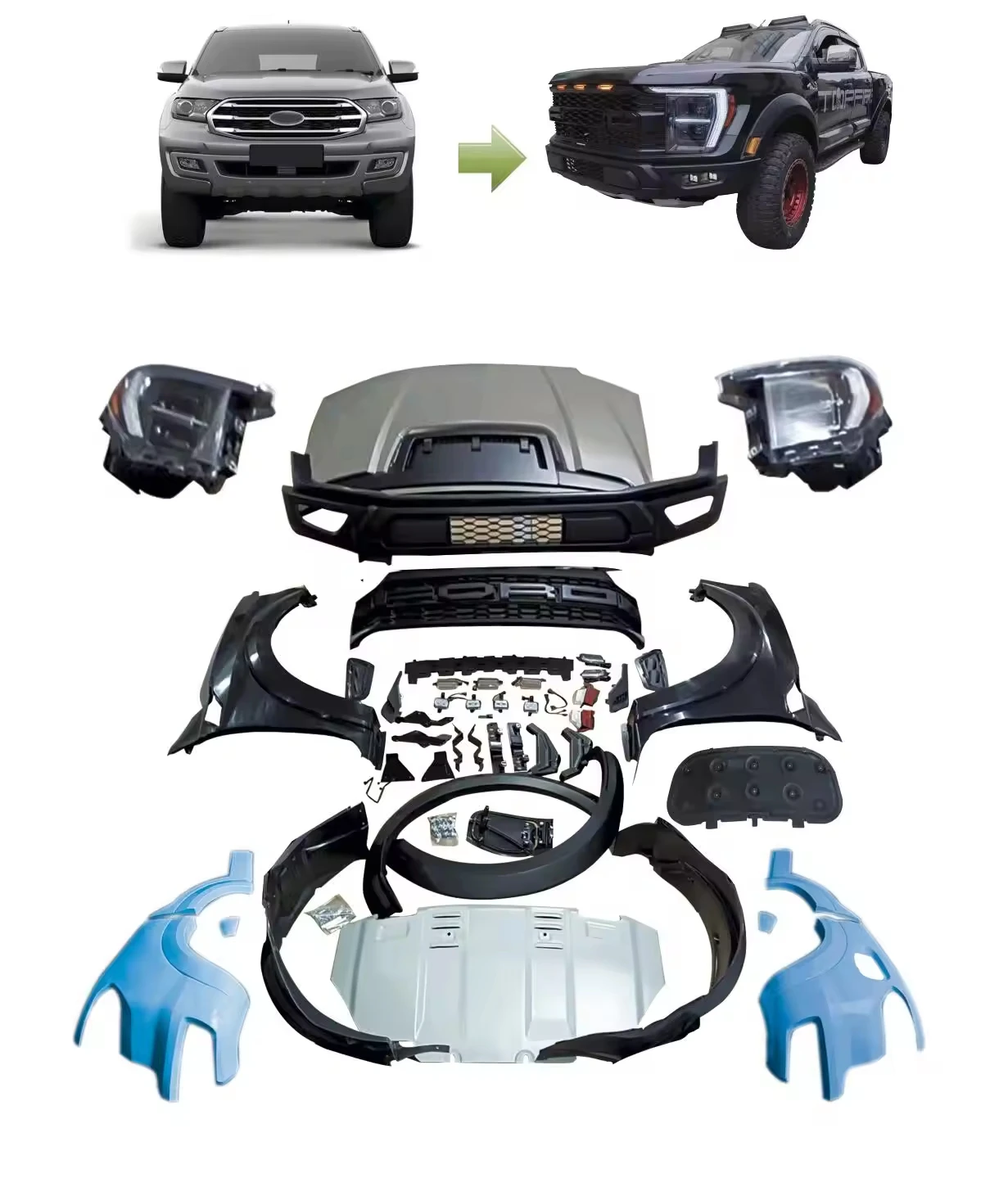 

High-quality goodsFactory Price Full Set Body Kits for Ford Everest Upgrade to F150 Raptor Bumpers 4x4 Pickup Car Accessories