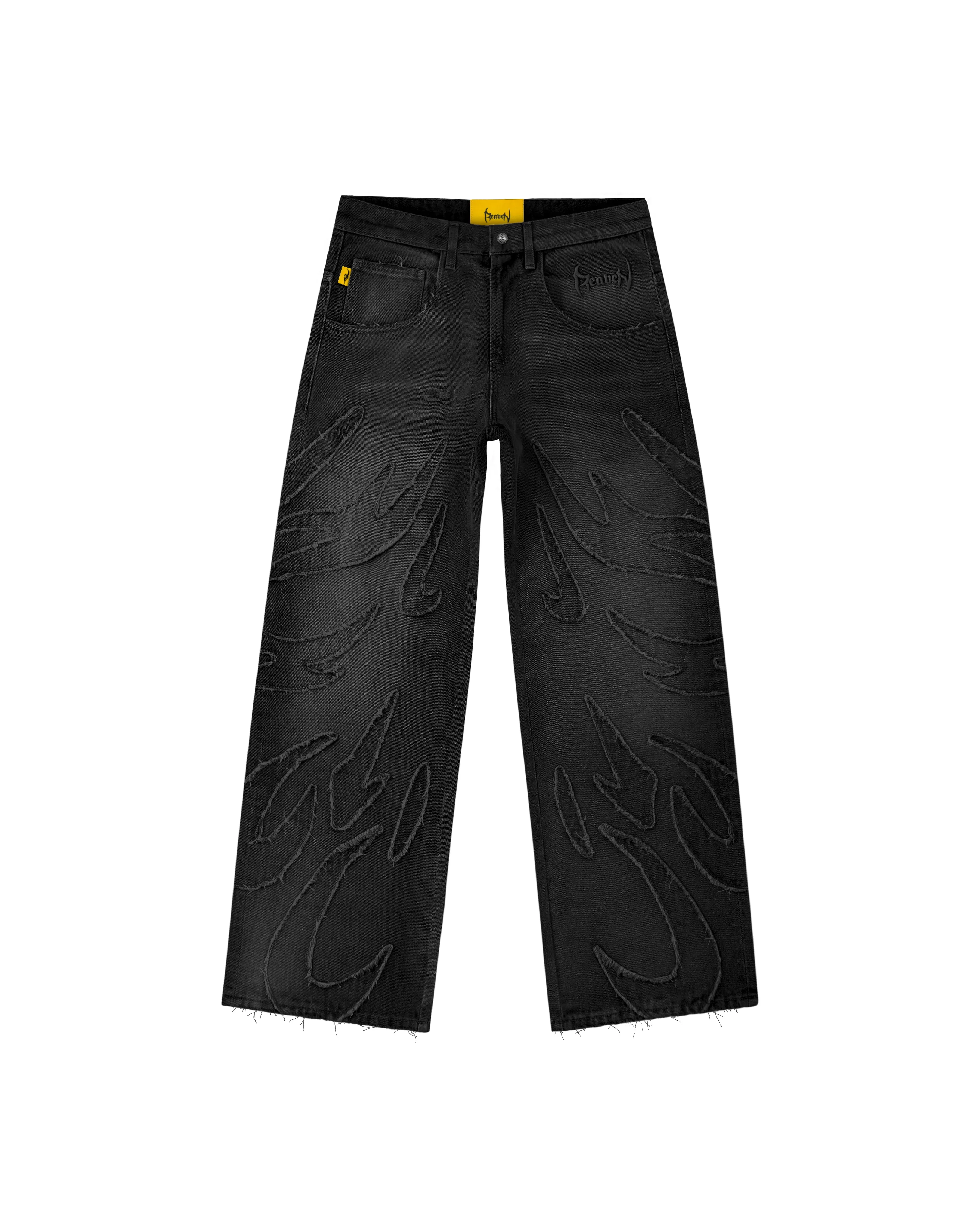 Mens Y2k Baggy Jeans Hip Hop Distressed Retro Ripped Black Pants Oversized Embroidery Gothic Punk Wide Leg Trousers Streetwear