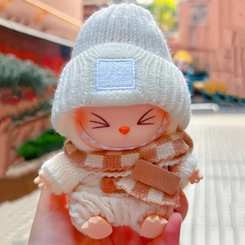 Hot New Selling Spot First And Second Generation 17cm Labubu Plush Toys Trendy Clothes Sweaters Autumn And Winter New Year Gifts