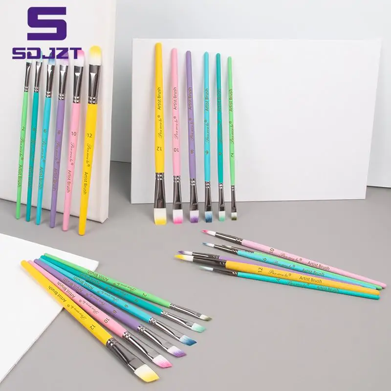 

Акварельная ручка, набор из 6 кистей, нейлоновая кисть для макарона, искусственная акриловая кисть для краски и масла, 4 стиля