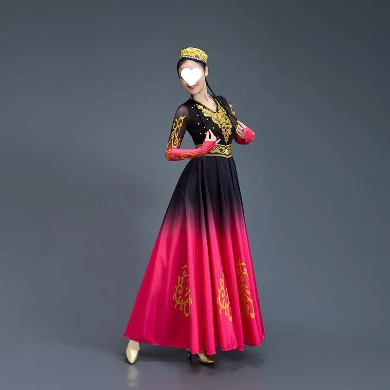 

Xinjiang Dance Performance Costume Ethnic Style Uyghur Opening Dance Big Swing Skirt Female Adult Long Skirt