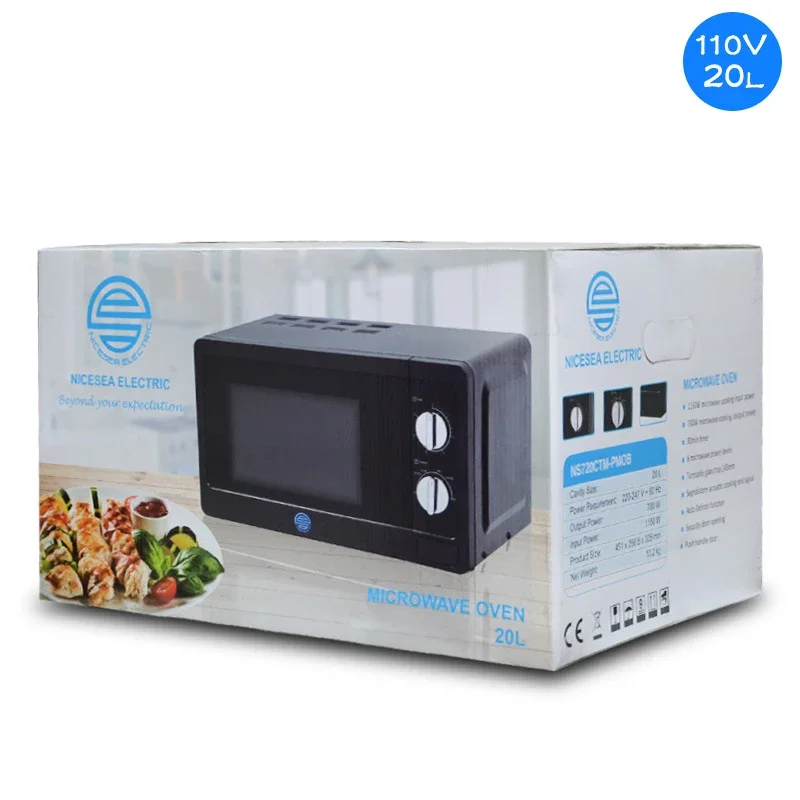 Forno de microondas ajustável de alta potência, mesa giratória marinha, comercial e doméstica, 20L, 110V, 60HZ