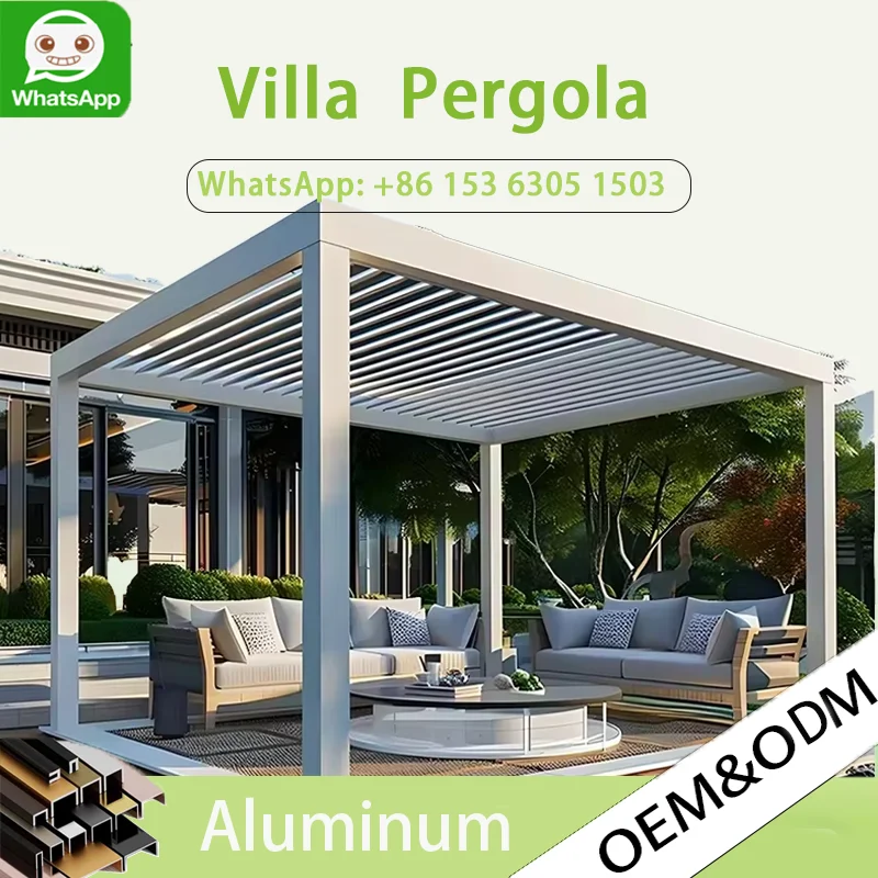 

OneAlu High-Quality Durable Outdoor Gazebo - Rainproof Powder-Coated, Smart Electric Louvered Roof Sunshade