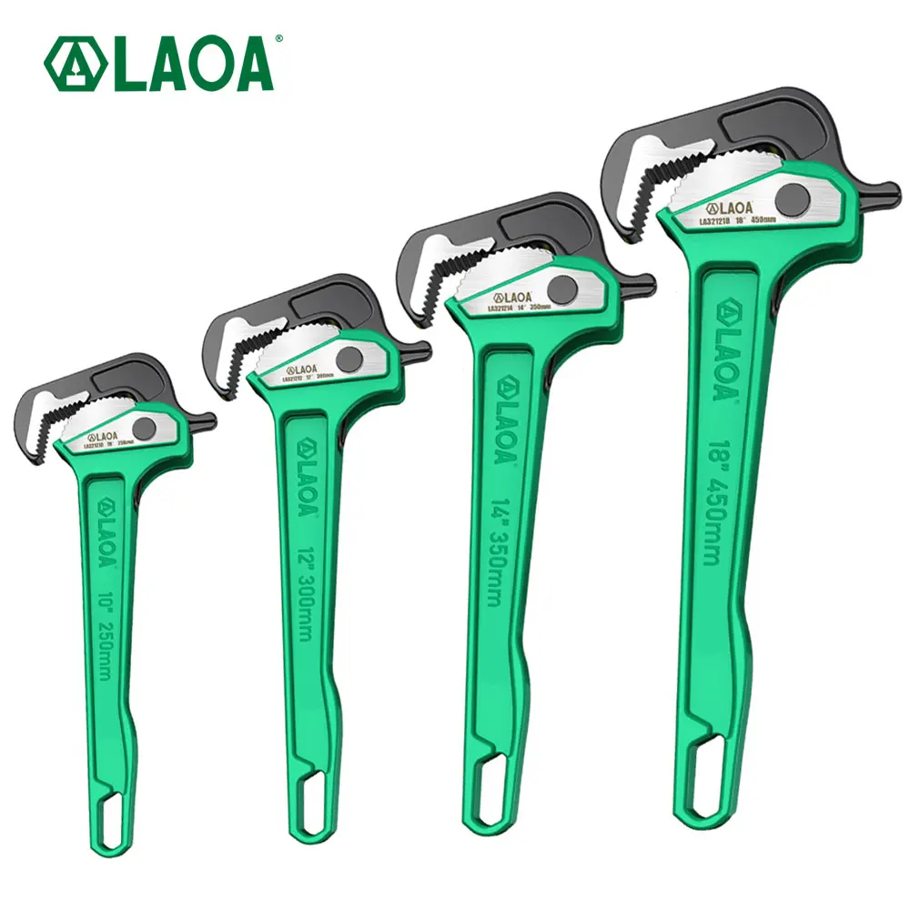 LAOA Quick Pipe Pliers 10 12 14 18 Inch CR-V Three-Sided Bite No Adjustment Needed Plumbing Tool