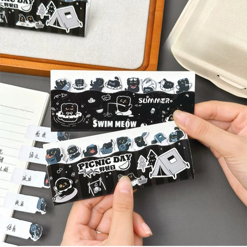 Kawai Cute Stationery Cartoon Kitten Sticky Note Student Classroom Key Mark Message Paper Lovely Memo Pad  Office Accessories