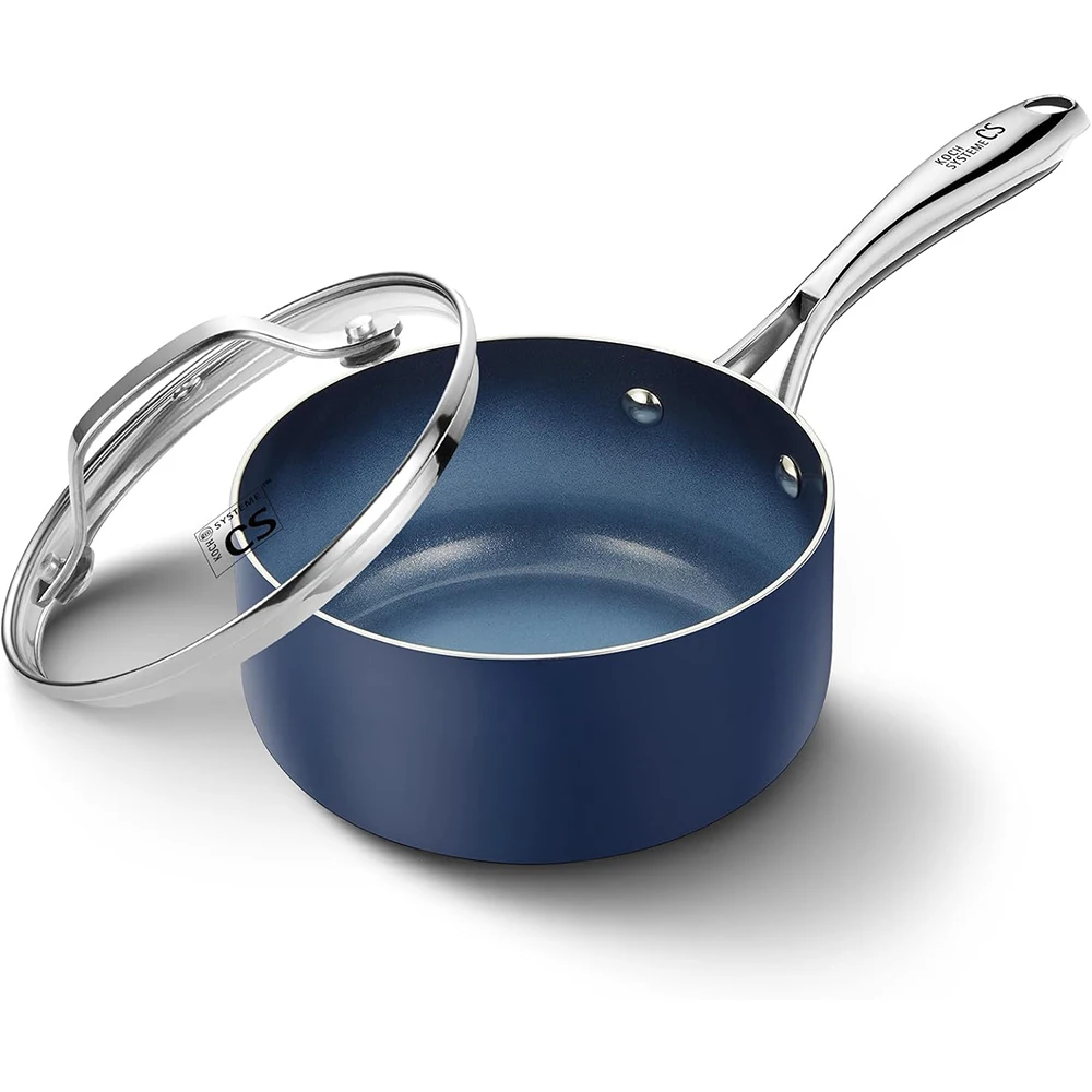 

KOCH SYSTEME CS Кастрюля для соуса с антипригарным покрытием и крышкой, кастрюля на 1 литр с крышкой, маленькая керамическая кастрюля с антипригарным покрытием 1 QT, сейф для духовки