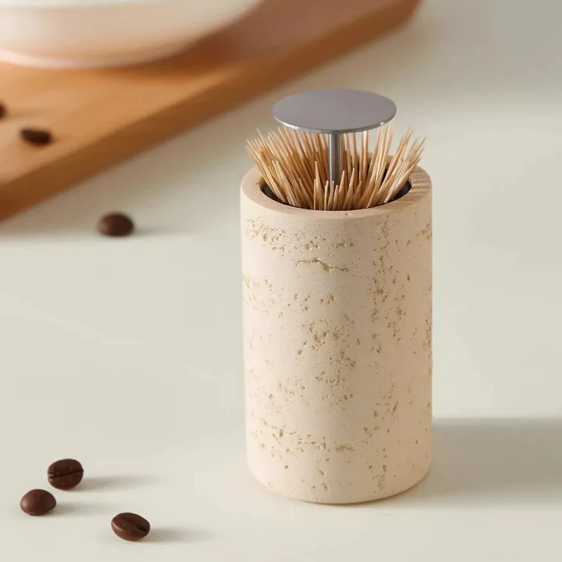 Modern Minimalist Push-Type Toothpick Holder, Auto-Eject Dispenser, Automatic Pop-Up Container, Stylish Home Decor Accent
