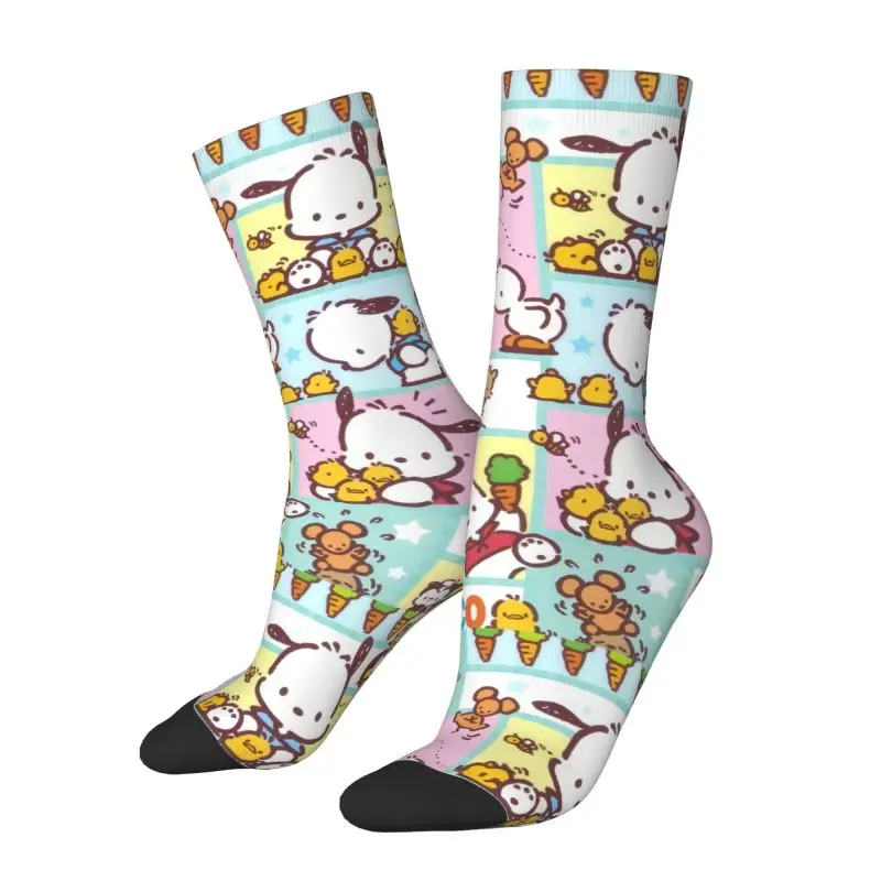 Custom Novelty Mens Pochacco Sanrio Cartoon Dress Socks Unisex Warm Comfortable 3D Print Crew Socks