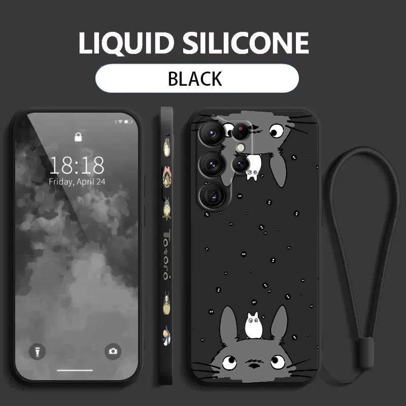 S-Studios G-Ghiblis Art Movie Cute For Samsung Galaxy S25 S24 S23 S22 S21 S20 Ultra Plus FE 5G Liquid Left Rope Phone Case