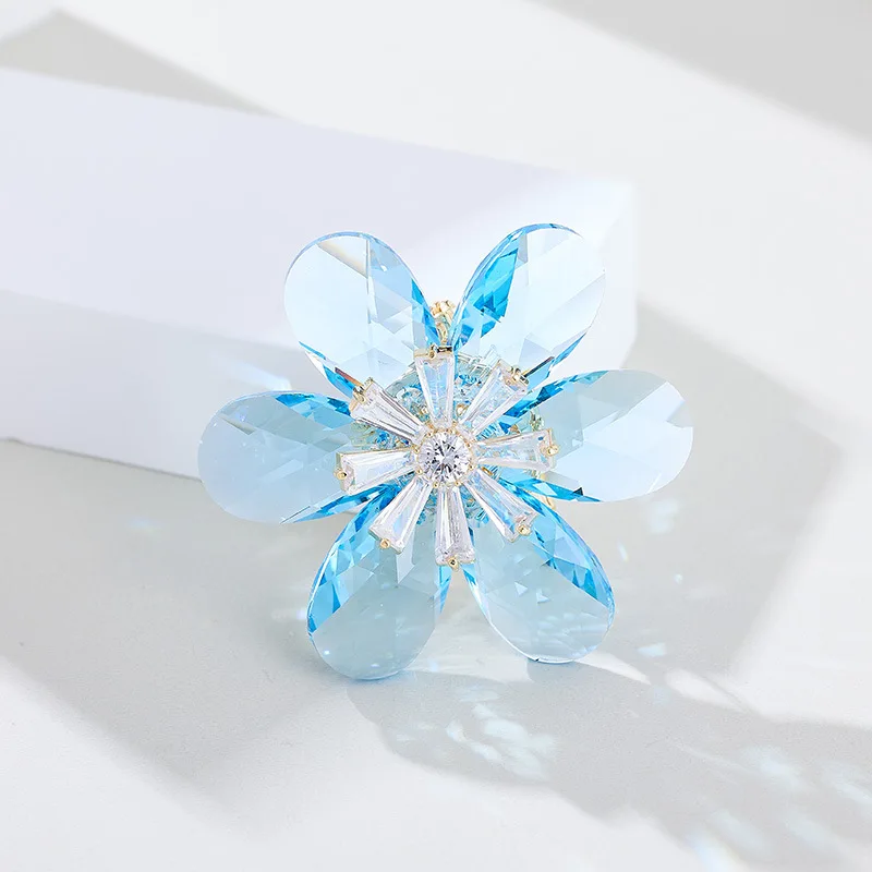 Роскошные ювелирные изделия Shi Family Crystal Небесно-голубая брошь с подсолнухом и аксессуар-брошь