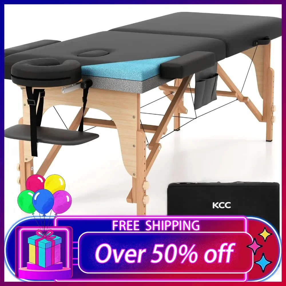 

Memory Foam Massage Table Foldable Massage Bed Height Adjustable, 84 Inches Long 28 Inchs Wide Home Salon Spa Bed Tattoo Table