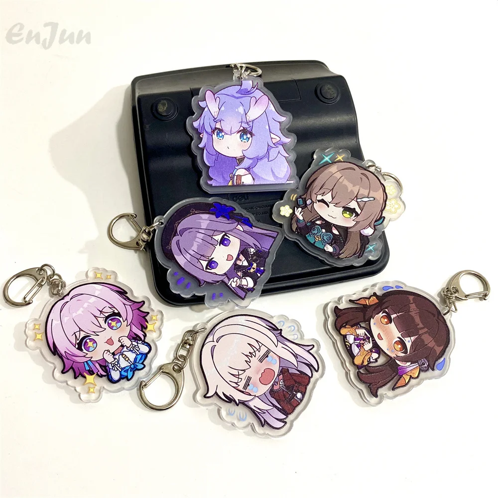 Honkai: Star Rail Game Keychain Cute Bailu Herta Asta Clara March 7th Key Chain Women Accessories Qingque Anime Keyrings Pendant