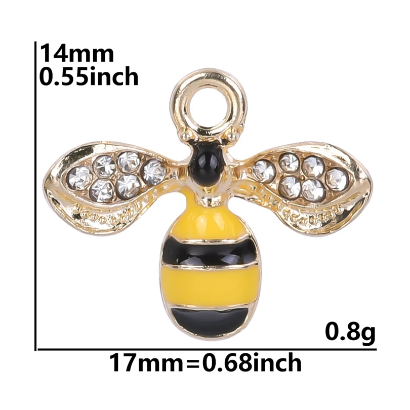 20pcs Cute Animal Bee Pendants For Jewelry Making Supplies Enamel Materials To Make Bracelets Earrings Rhinestone Animal Charms