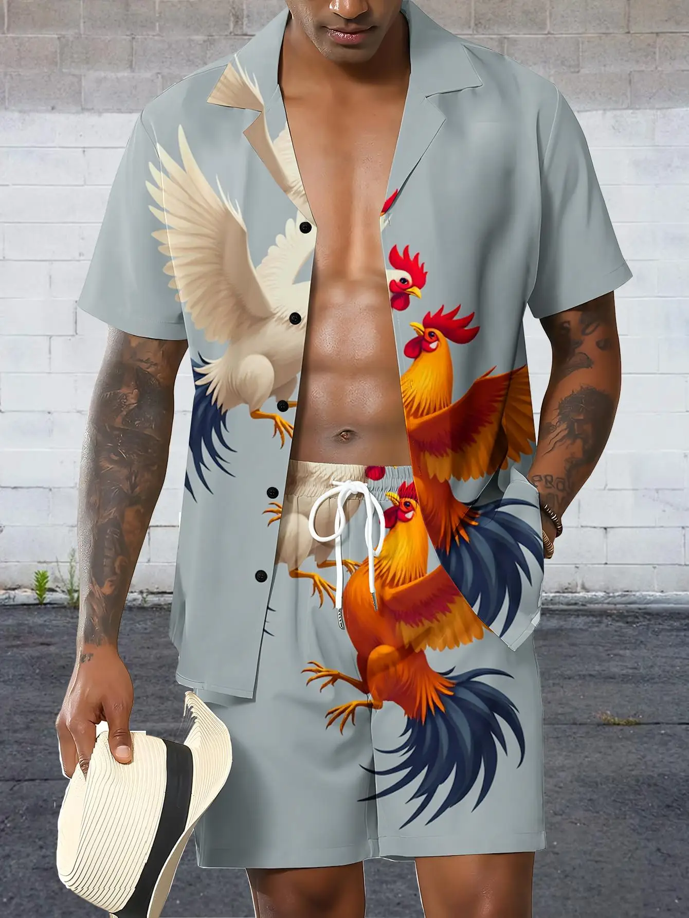 

Men's Shirt Sets 2026 Spring/Summer 3D Printed men's sports suit clothing set jogging set Graphic drip clothing 2 piece set